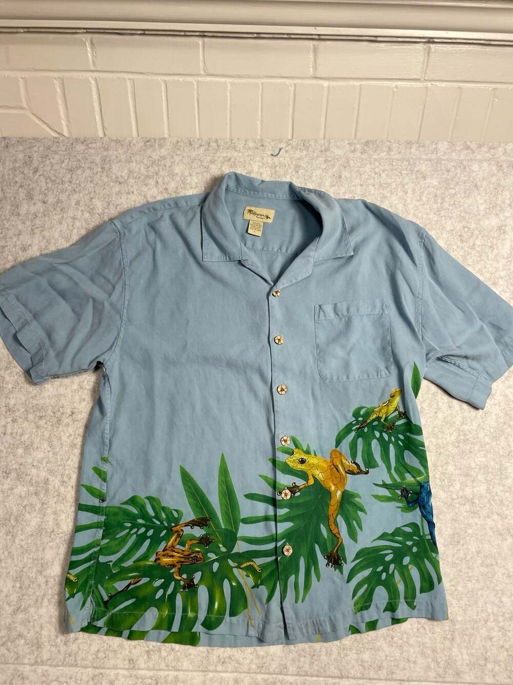 The Frogman Clothing Co. Men's Frog Pattern Short Sleeve Silk Camp Shirt